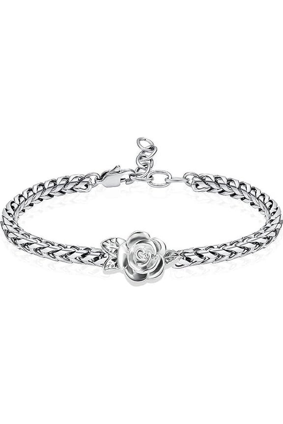 Adjustable Cremation Jewelry Rose Flower Urn Bracelet for Ashes for Women Urn Keepsake Memorial Bracelet Urn Bangle Ashes Holder