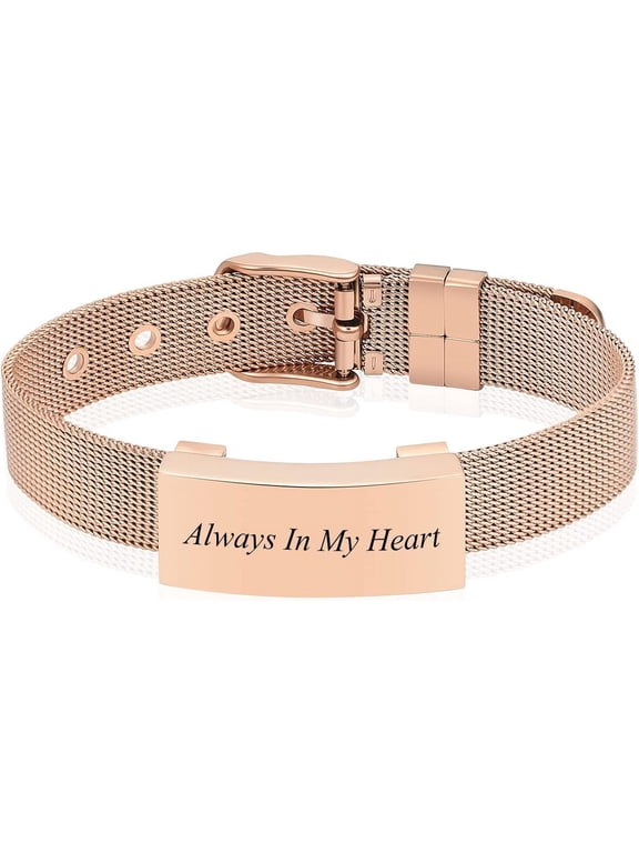 Adjustable Cremation Jewelry Urn Bracelet for Ashes Personalized Message Urn Bangle for Women Men Memorial Keepsake-Forever in My Heart