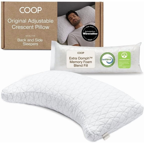 Adjustable Crescent Foam Pillow Queen Size for Shoulder Neck and Head Support Medium Firm Bestseling