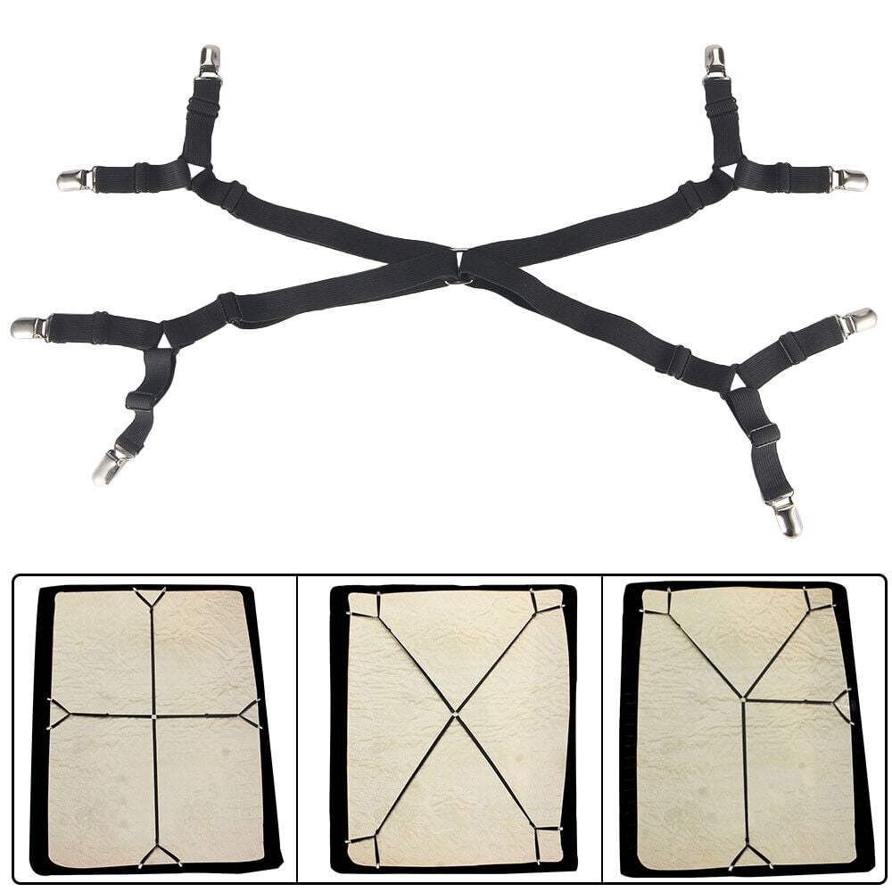 Adjustable Crisscross Bed Fitted Sheet Straps Suspenders Gripper Holder