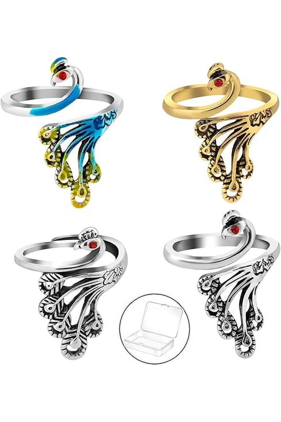 Adjustable Crochet Ring for Perfect Tension - Peacock Design Yarn Guide, Lightweight & Comfortable Crafting Gift for Mom, Grandma (Thanksgiving/Holiday Presents)