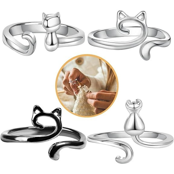 Adjustable Crochet Tension Ring - Cute Cat Design for Easy Yarn Control Ergonomic Crafting Tool for Knitters Gift for Mom, Grandma, Craft Lovers (Thanksgiving, Christmas, Birthday)