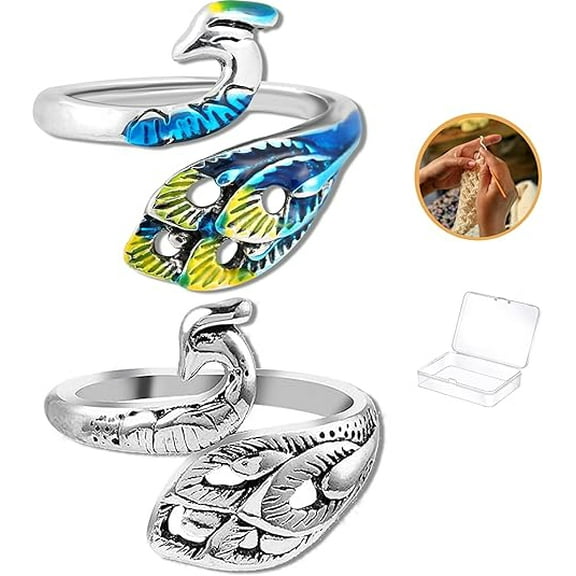 Adjustable Crochet Tension Ring - Peacock Design Ergonomic Yarn Guide for Beginners to Experts | Mothers Day Birthday Gifts for Grandma, Crafters