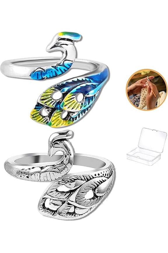 Adjustable Crochet Tension Ring - Peacock Design Ergonomic Yarn Guide for Beginners to Experts | Mothers Day Birthday Gifts for Grandma, Crafters