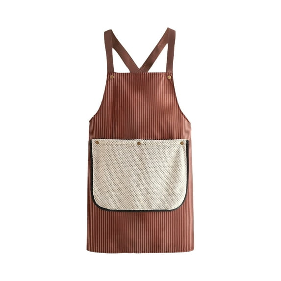 Adjustable Cross Back Apron with Large Front Pocket and Pinstripe Pattern Suitable for Cooking Baking Gardening Crafting