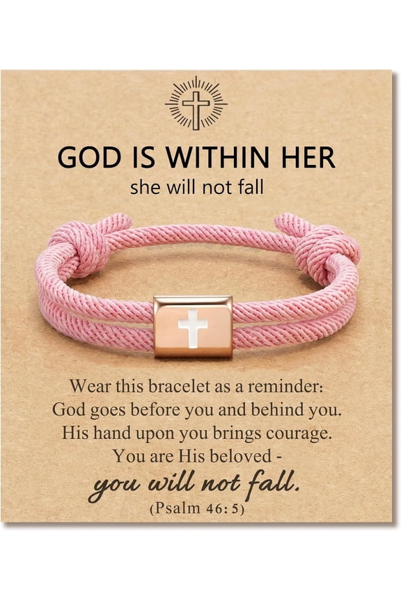 Adjustable Cross Bracelet for Gils - Religious Gifts for Baptism, First Communion, Birthdays, and Easter, Includes Inspirational Card