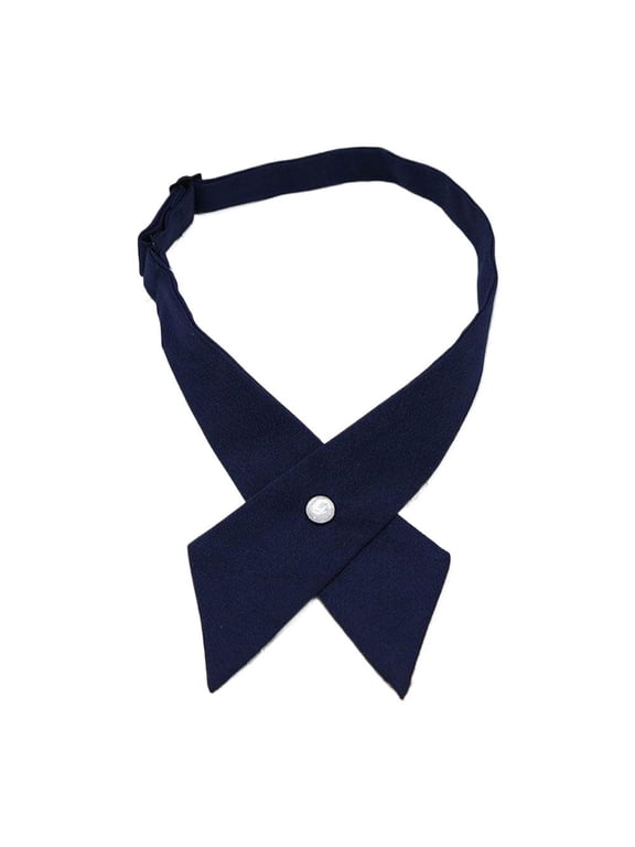 Adjustable Cross Neck Tie, French Uniform Pretied Bow Tie, Polyester School & Office Uniform Accessory for Women