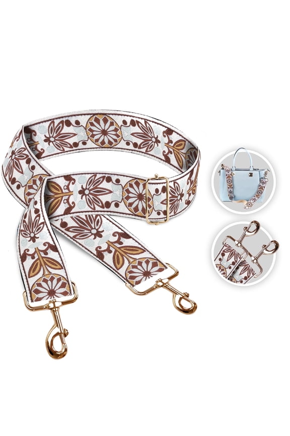 Adjustable Purse Strap for Crossbody Bags, Woven Replacement Shoulder Strap for Handbags, Totes & Travel Bags,White Woven - Gold Hardware