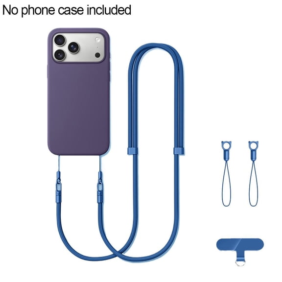Adjustable Crossbody/Neck Phone Case Strap - 7mm Thick Polyester Strap with Metal Clasp and Pendant for Phones