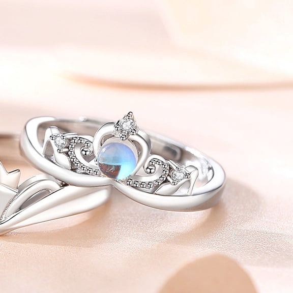 Adjustable Crown Ring for Men and Women Silver Electroplated Geometric Trendy Open Rings Fashion Jewelry