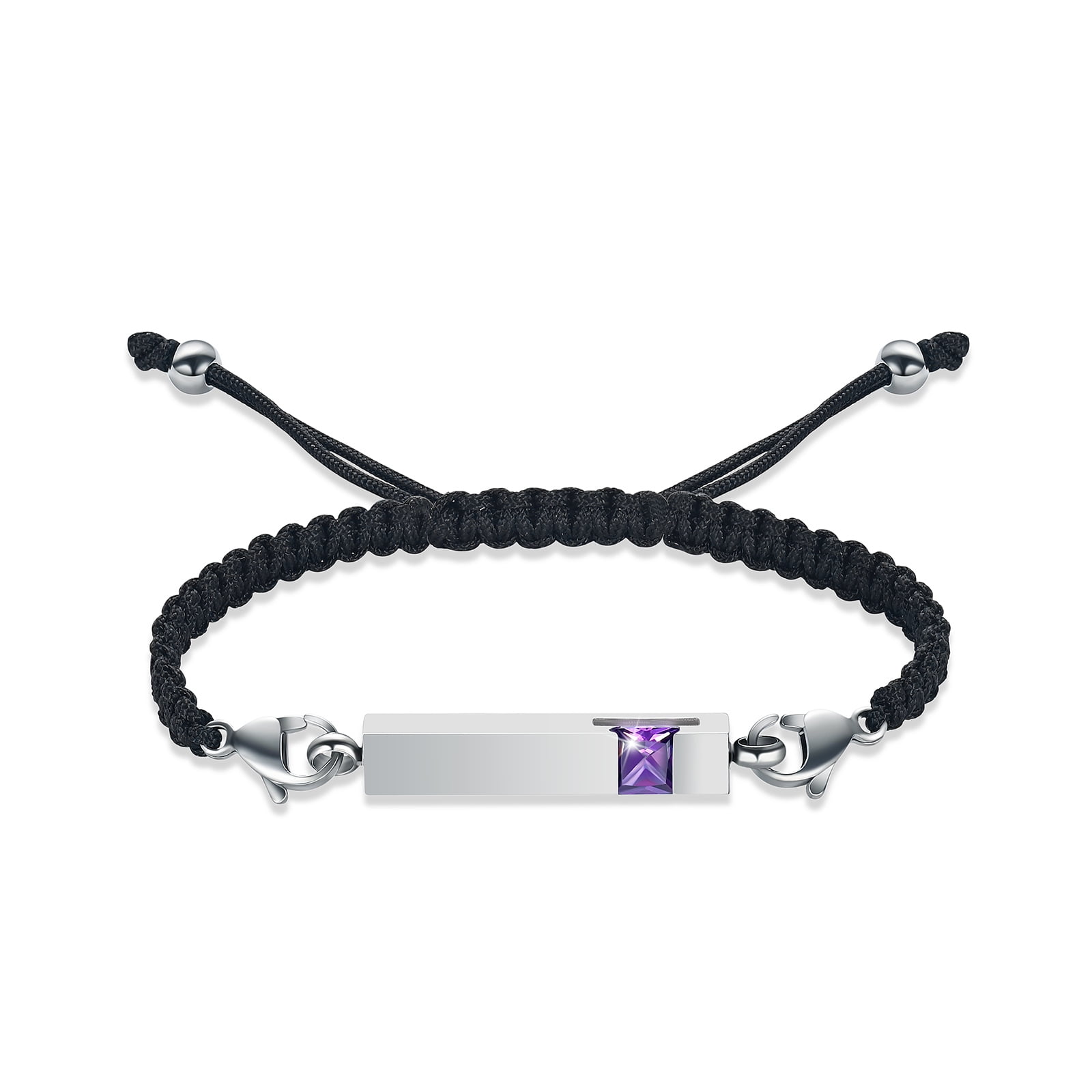 Ashed Rope Adjustable Crystal Cube Cremation Urn Bracelet for Ashes Woven Rope ...