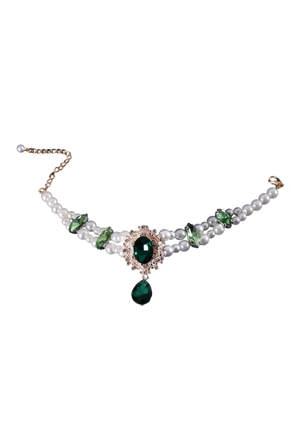 Adjustable Crystal Rhinestone Pet Necklace, Bling Jewelry for Small and Medium Dogs and Cats, Wedding Party Holiday Accessory, Cute Gift for Pet Lovers-(Green,S)