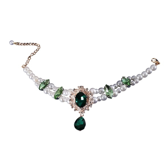 Adjustable Crystal Rhinestone Pet Necklace, Bling Jewelry for Small and Medium Dogs and Cats, Wedding Party Holiday Accessory, Cute Gift for Pet Lovers-(Green,S)
