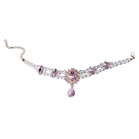 Adjustable Crystal Rhinestone Pet Necklace, Bling Jewelry for Small and Medium Dogs and Cats, Wedding Party Holiday Accessory, Cute Gift for Pet Lovers-（Pink，M）