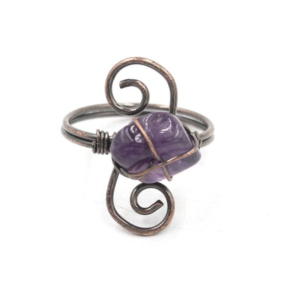 Adjustable Crystal Ring: S-Shaped Winding Design, Unisex Fashion Statement Jewelry, Irregular Rough Stone, Geometric Shape