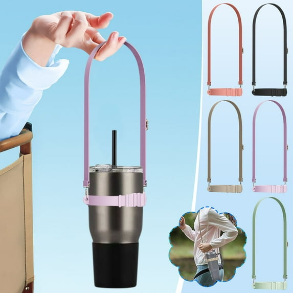 Adjustable Cup Strap Holder, Universal Water Bottle Carrier with Hoop Rope, 5 Colors & Multi-gear Adjustment for Sesolution Grip, Non-slip & Easy Clean Design for Travel, Hiking, and Outdoor