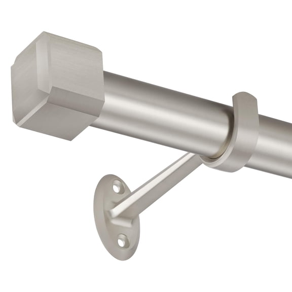 Adjustable Curtain Rod 36-72" Satin Nickel Heavy Duty Drapery Rod with Square Finials