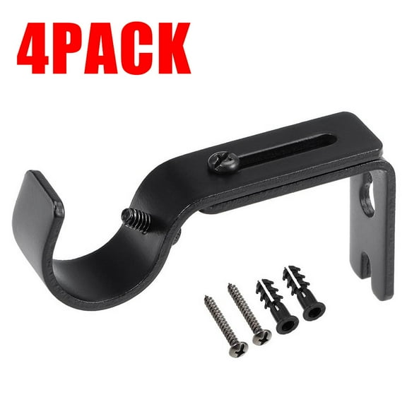 Adjustable Curtain Rod Bracket, Heavy Duty Curtain Rod Holders 4 Pack Curtain Rods Hooks Hangers for Wall Curtain Brackets Extender Fit for 1 Inch Drape Rods