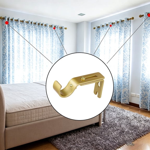 Adjustable Curtain Rod Bracket, Wall Mounted Metal Single Rod Holder for Drapes