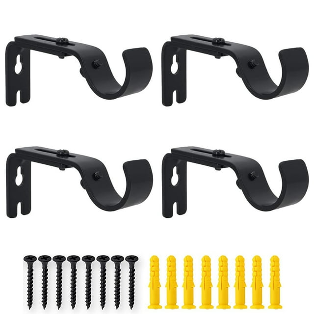 Adjustable Curtain Rod Brackets, 4 Pack Drapery Rod Holders, Heavy Duty Curtain Rod Hanging