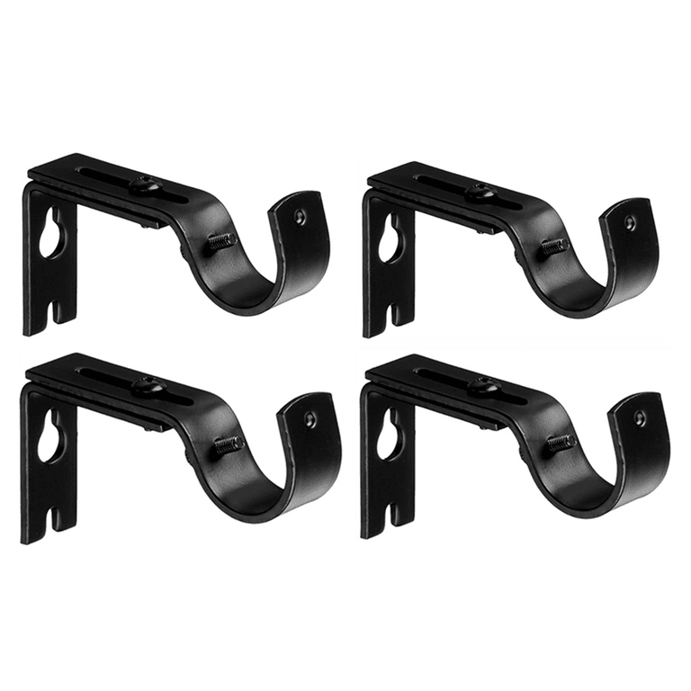 Adjustable Curtain Rod Bracket Set of 4-Black, Heavy Duty Holders for  Drapes and Curtains