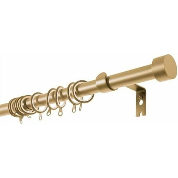 Adjustable Curtain Rod, Heavy Duty Curtain Rod Set with Brackets and Rings, 1 Inch Diameter Wall Mounted Drapery Rod 28 to 140 Inch Length, Gold