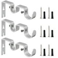 thumbnail image 1 of 3 Pack Double Curtain Rod Brackets, Wall Mount Heavy Duty Curtain Rod Holder for for 1" and 0.7" Rods, Silver, 1 of 6