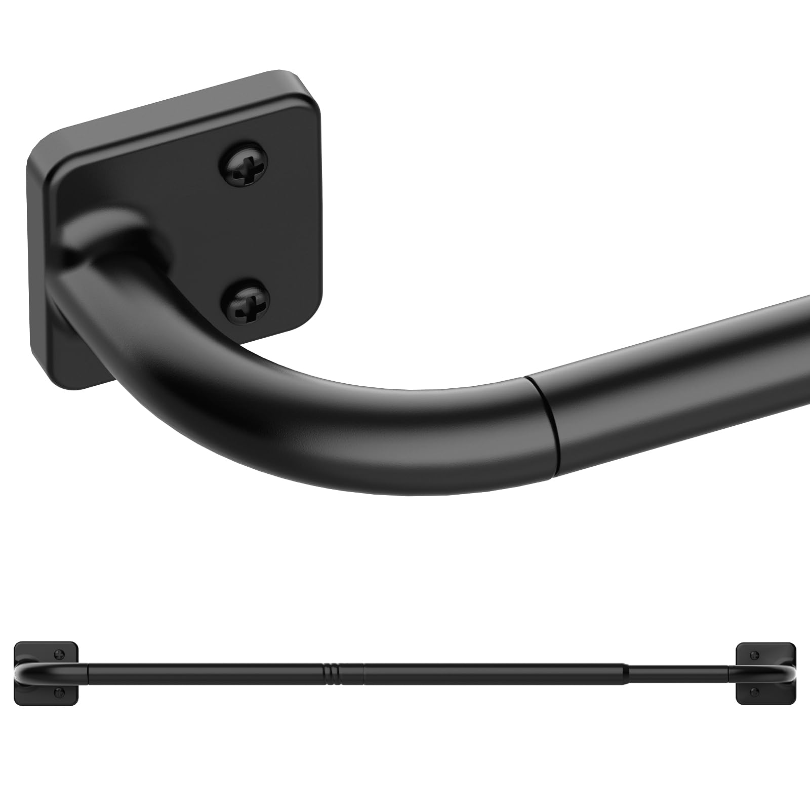 Wall Mount Rode Adjustable Curtain Rod for Windows 28-48 Inch, 5/8 Inch Diameter Black ...