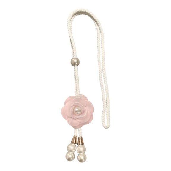 Adjustable Curtain Tie Backs with Camellia Flower and Pearl Tassel Decorative Window Curtain Holder Sheer Curtain Tieback Satin Rope Cord for Living Room Bedroom Window Treatment Decor