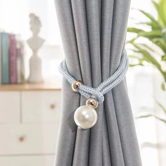 Adjustable Curtain Tiebacks 19 Inch Polyester Pearl Rope Style No Drilling Drapery Ties for Thin or Thick Curtains Home Living Room Window Décor