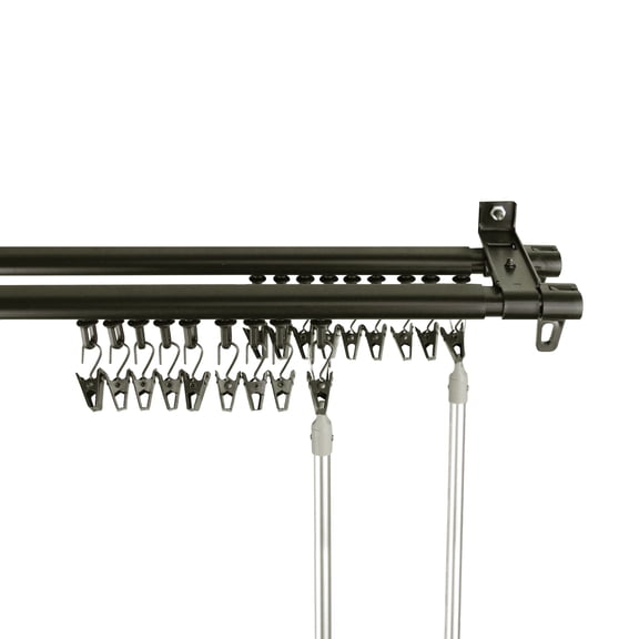 Adjustable Curtain Track Double Rod 48-84" - Black