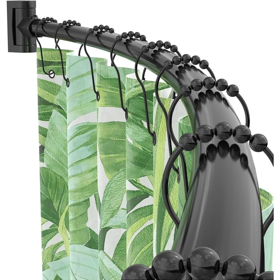 Adjustable Curved Shower Curtain Rod, 38–72 Inches, Black Aluminum, Wall Mounted with Rotating Brackets