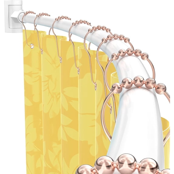 Adjustable Curved Shower Curtain Rod, 38 to 72 Inches, 0.9 mm Thick Aluminum, Wall Mounted, White