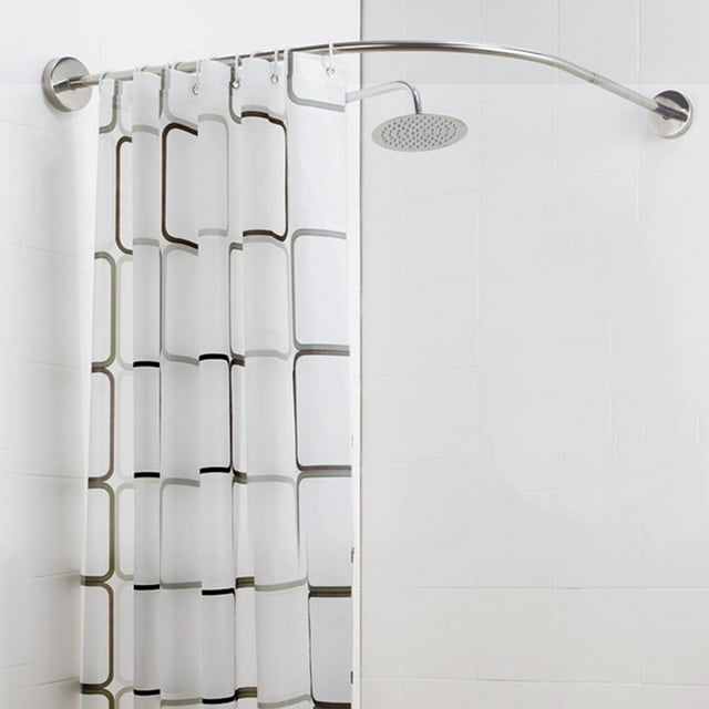 Adjustable Curved Shower Curtain Rod Clothing Hanger Telescopic Rod
