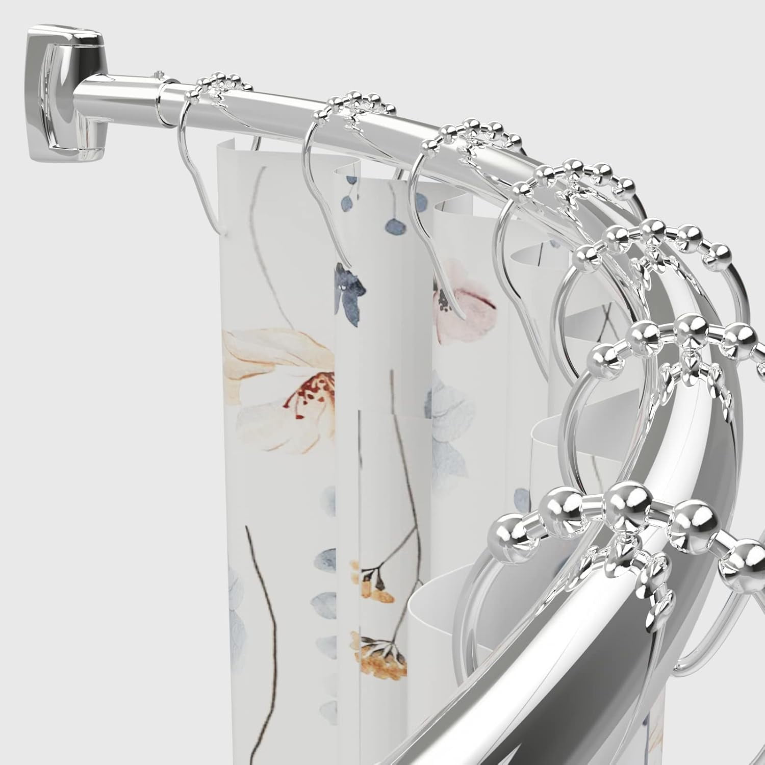 Adjustable Curved Shower Rod, Extra Wide Shower Curtain Rod, Rust proof ...