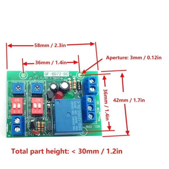 Adjustable Cycle Timer Relay Module, 1000 Level Resolution, DC 12V, Easy Control