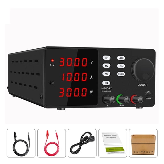 Adjustable DC Power Supply 30V 10A LCD Screen Protect Eyes USB Digital Lab Bench Voltage Regulator Switch ,Voltage Consistency
