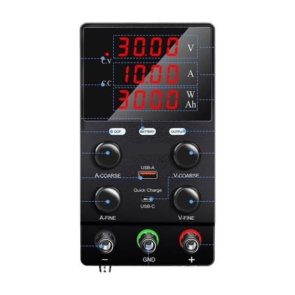 Adjustable DC Power Supply With Battery Charging Function,OCP, Output Switch,USB Type-C Quick Charge Optional