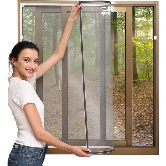 Adjustable DIY Magnetic Window Screen Max 60 x 48 Fits Any Size Smaller with White Frame Fiberglass Mesh