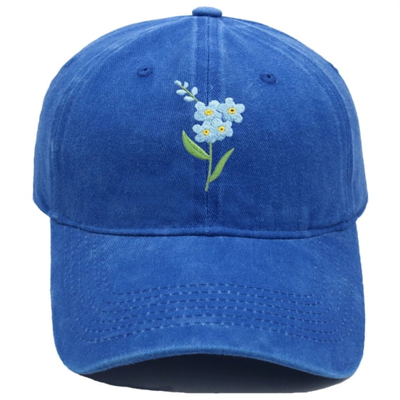 Under $3 Adjustable Dad Hat AURORADY Hand Embroidered Flower Design Baseball Cap, Blue One Size Baseball Caps