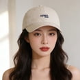 thumbnail image 1 of Under $2 Adjustable Dad Hat AURORADY Wide Brim Small Baseball Cap All Sun Hat Fashion Letter Embroidery Cap, Beige One Size Baseball Caps, 1 of 4