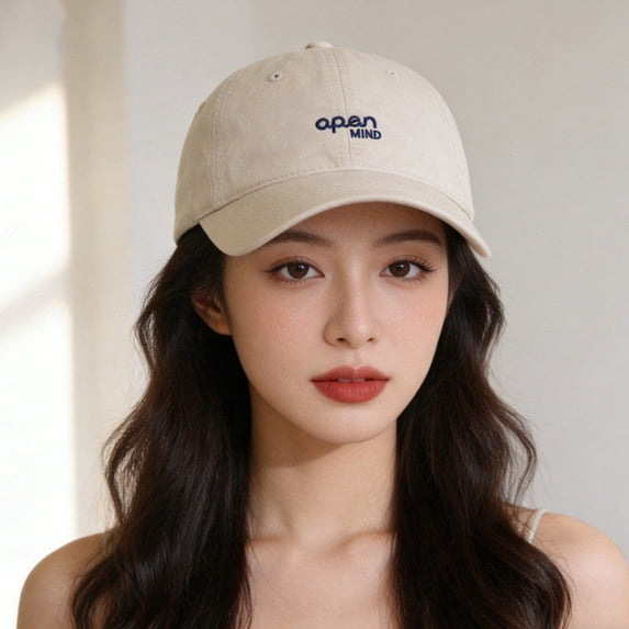 Under $2 Adjustable Dad Hat AURORADY Wide Brim Small Baseball Cap All Sun Hat Fashion Letter Embroidery Cap, Beige One Size Baseball Caps