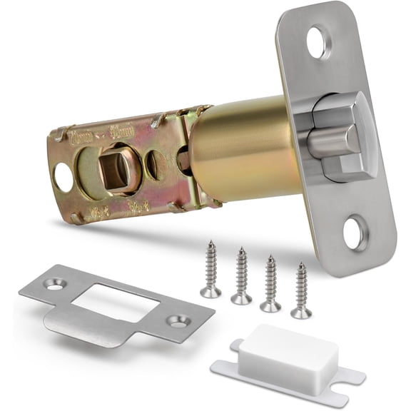 Adjustable Deadlatch 2-3/8" or 2-3/4" for Door Lock Replacement Latch, Security Keyed Entry Door Latch with Dust Box and Strike Plate, Satin Nickel