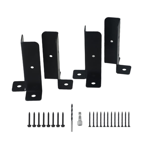 Adjustable Deck Post Anchor Base Brackets for Pergola, Fence & Railing Support 4-Piece Iron Bracket Set with Pre-Drilled Holes, 127 mm Height, 2.8 mm Thick Black Coated Steel