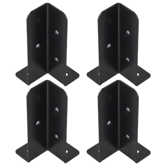 Adjustable Deck Post Anchor Base Brackets Set Of 4 With Screws, Heavy Duty 2.7 Mm Metal Black Rust Resistant, Fits 0.5x1.5, 2X2, 2X4, 4X4 Wooden Columns, For Porch Deck Supports