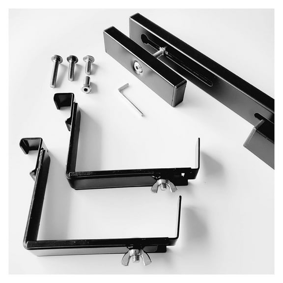 Adjustable Deck Railing Planter Box Holder with Non Marring Mounting Ideal for Small to Medium Sized planters from 16" to 32" Wide for Vertical Spindles Black