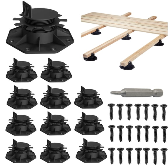 Adjustable Deck Support Pedestals 12 Pack For 2x4 & 2x6 Joist Framing Ground Leveling