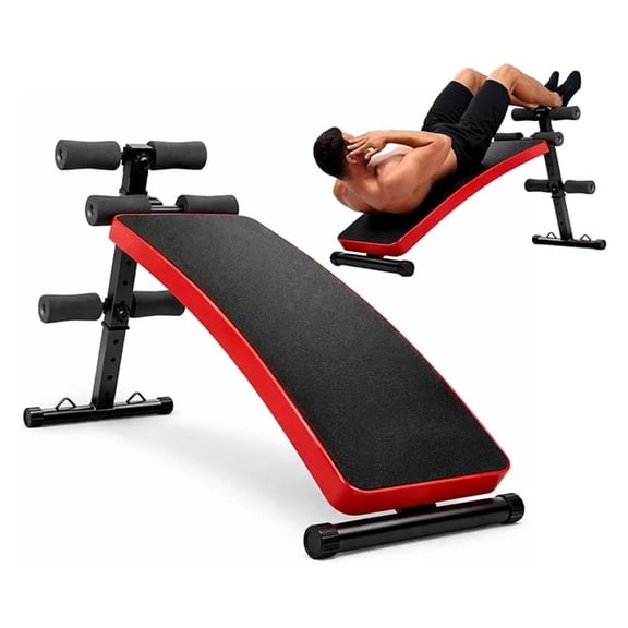 Adjustable Decline Sit-Up Bench for Home Gym - Foldable Ab Workout Bench with Back Support - Multi-Angle Training for Sit Ups & Decline Press - Heavy Duty Steel
