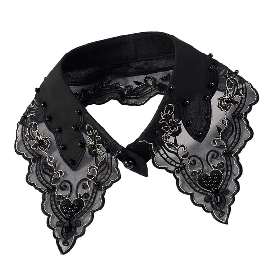 Adjustable Decorative Collar Embroidered Pearls Victorian Inspired Polyester Detachable Neckwear For Dresses