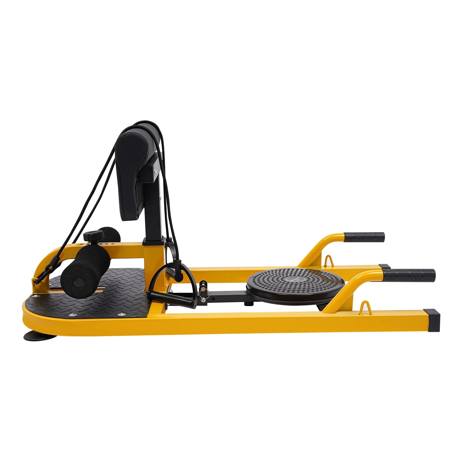 Adjustable Deep Squat Machine - 6-Position Leg Hook & Backrest, 176lb Capacity, for Abs/Thighs/Glutes Workout, Yellow/Black